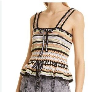 Ulla Johnson Zita Crochet Knit Tank Top  XL